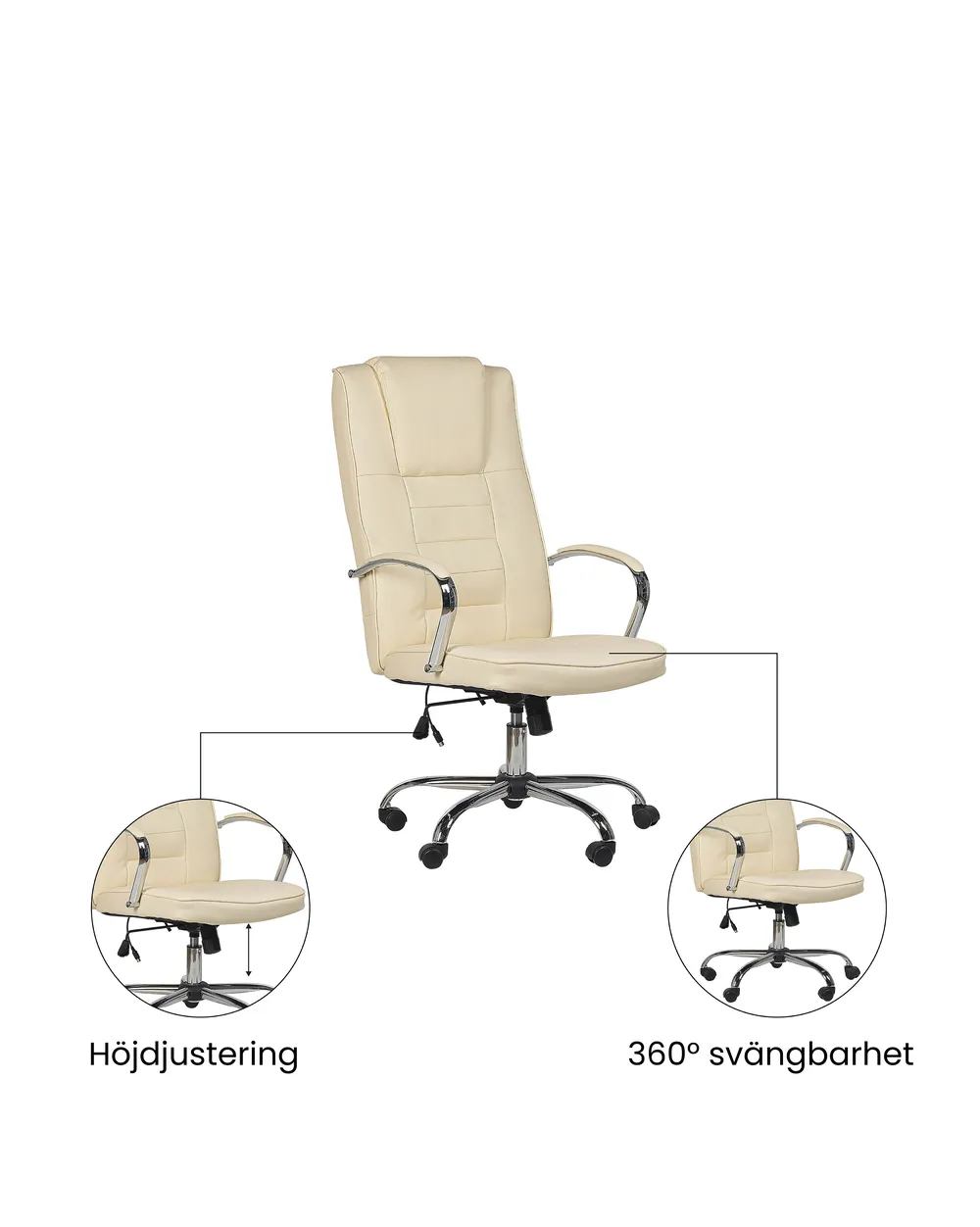 Massagestol med uppvärmning GRANDEUR Konstläder Beige_1071334