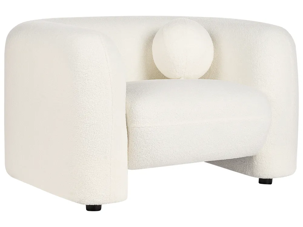 Living Room Set 4 Seater LEIREN Boucle White_920817