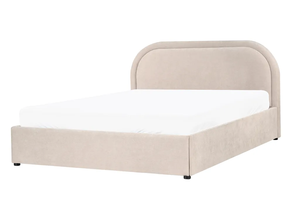 Ottoman Bed QUILLIEN Chenille Light Beige 140 x 200 cm (EU Double)_989502