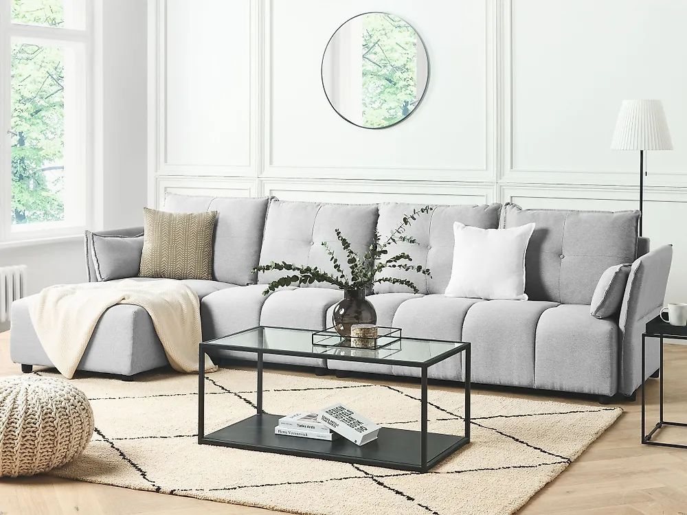 Corner Sofa TOMRA Fabric Light Grey Right Hand_1185743