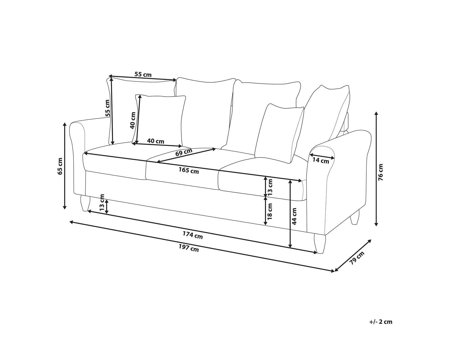 Sofa 3 Seater BORNHOLM Velvet Dark Green_748520