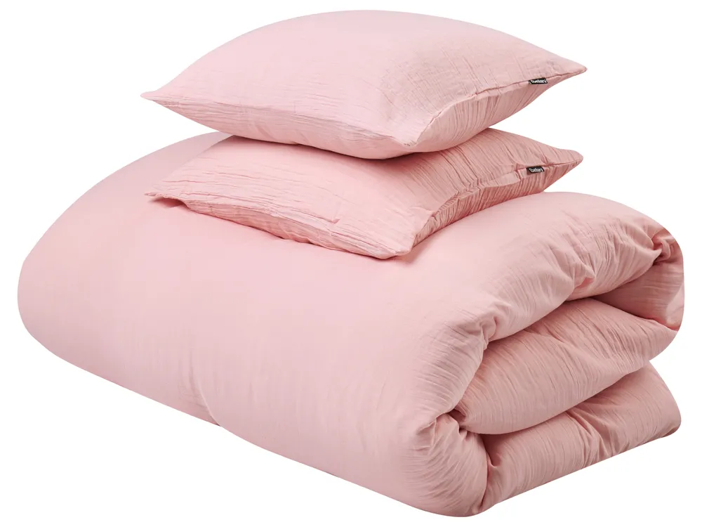 Duvet Cover Set SUMNER 200 x 200 cm Cotton Muslin Pastel Pink_1060190