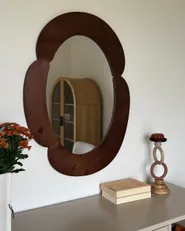 Väggspegel ALVENA 60 cm 80 cm Mörkbrun_1174168