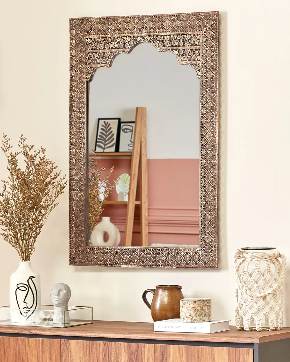 Wall Mirror PALI 60 cm 90 cm Metal Copper