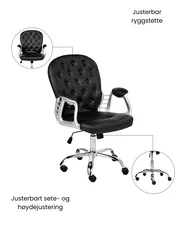 Kontorstol PRINCESS Kunstskinn Svart_1036994