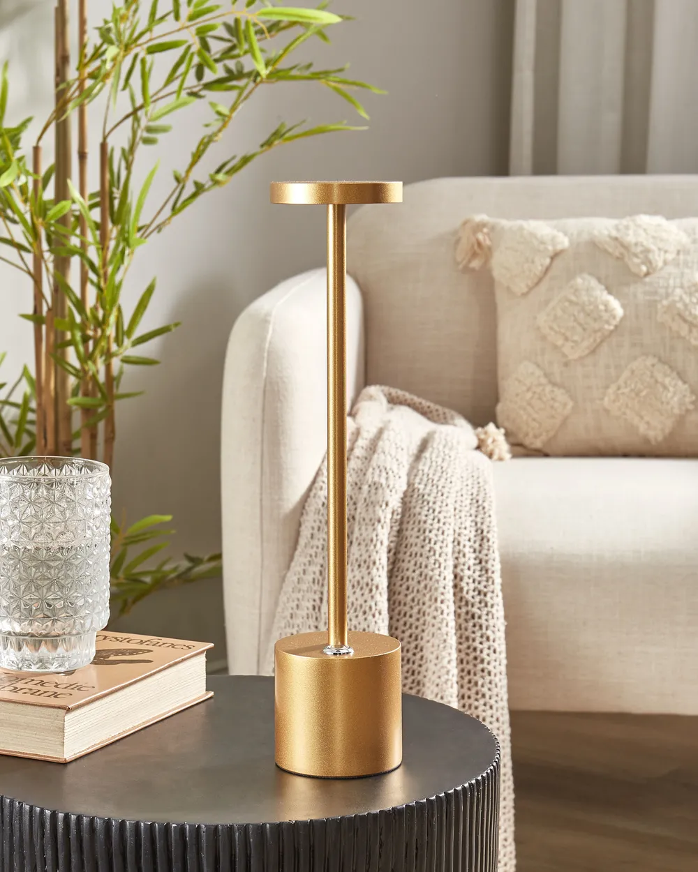 Wireless LED Table Lamp LIZANDRO with Dimmer Metal Gold_940378