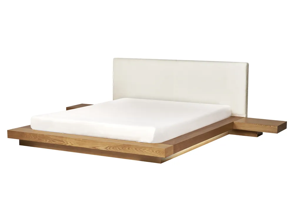 Sänky LED-valolla Buklee ZEN 160 x 200 cm LED-valo Luonnollinen saarniviilu_931180