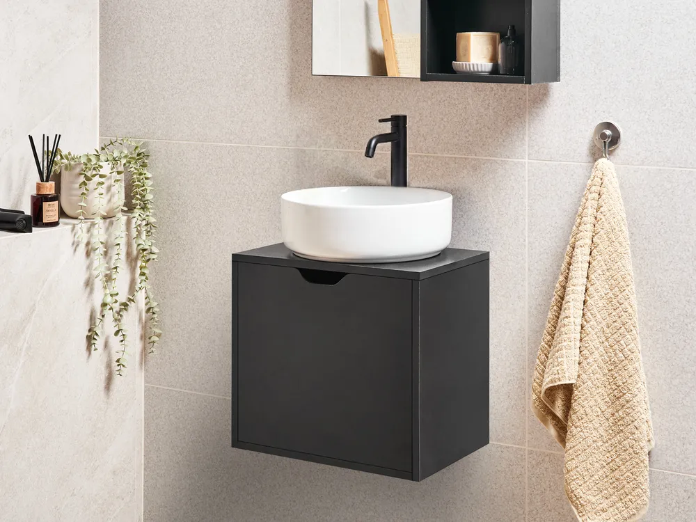 Wall Mounted Vanity Unit SUZANO 45 cm Black