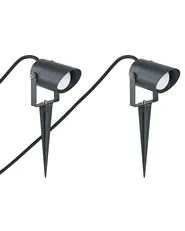 Set of 2 Outdoor Spike Lights LUSSA LED Black_1103855
