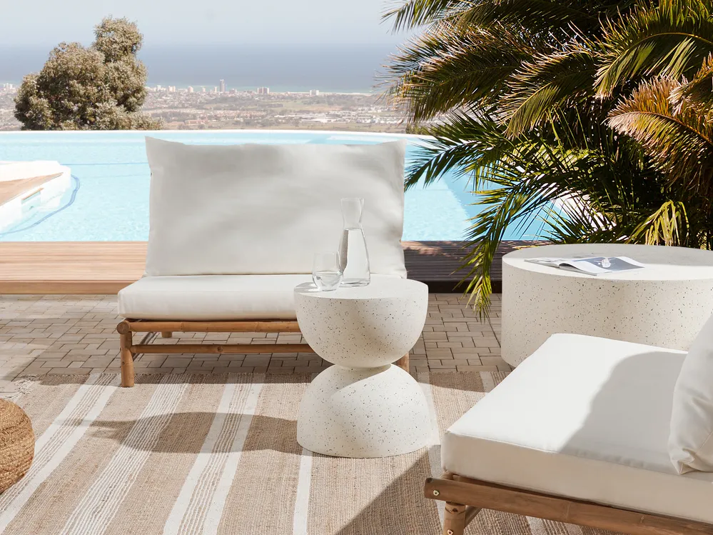 Side Table CAORIA 40 cm 40 cm Terrazzo Effect Off-White