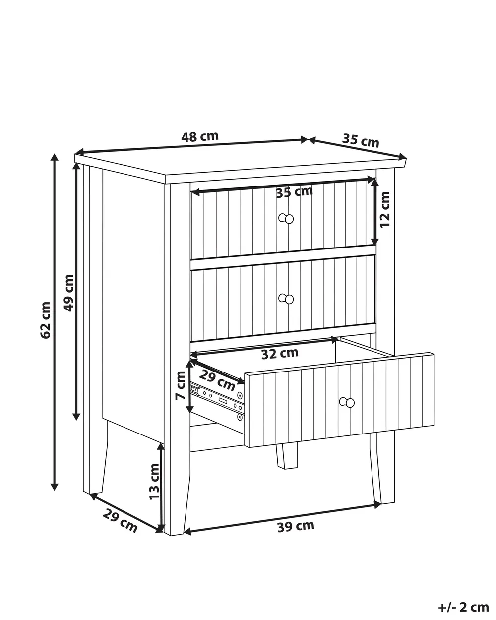 3 Drawer Bedside Table ASSISI White_1135121