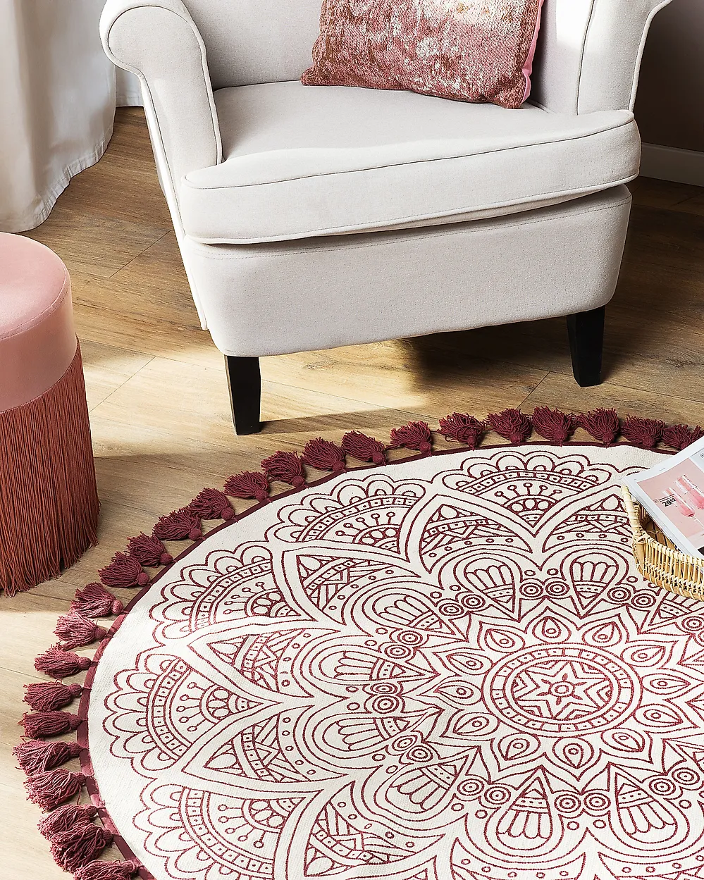Rug AYAKLI Red ø 120 cm Cotton_1179416