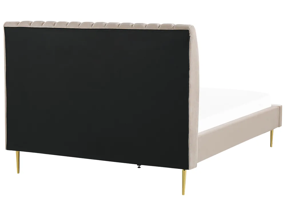 Bed Velvet MARVILLE 140 x 200 cm (EU Double) Beige_835971