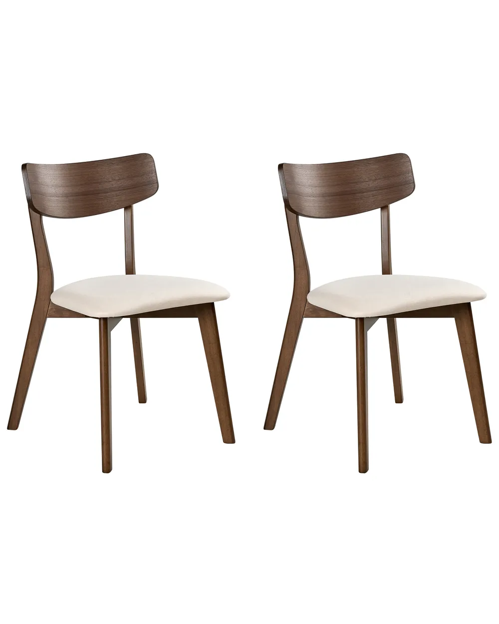 Set of 2 Dining Chairs HOLLY Wood Dark Brown/ Off-White