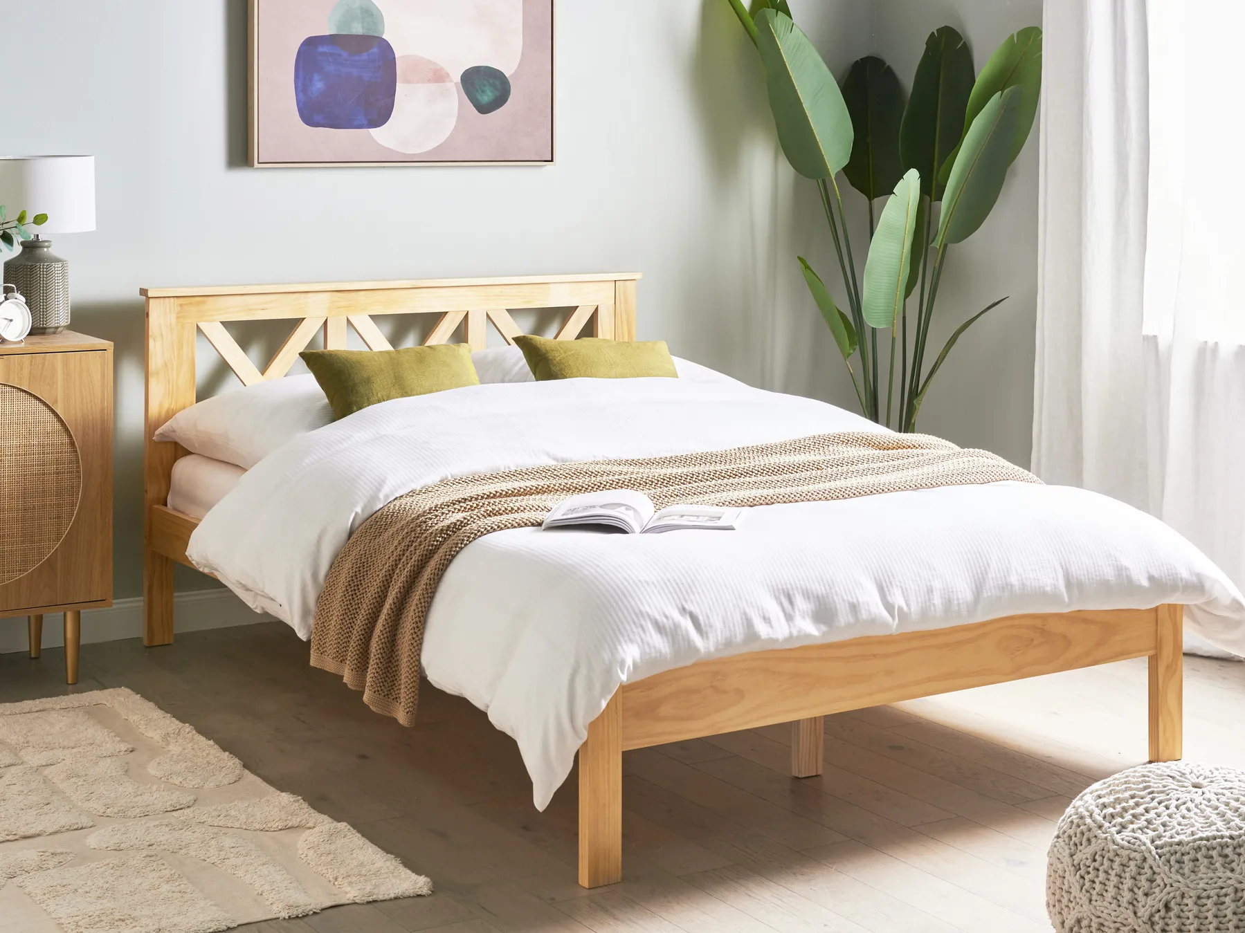 Bed Pine Wood TANNAY 140 x 200 cm (EU Double) Light Brown_930962