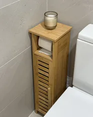 Toilet Paper Cabinet OLATHE Bamboo Wood Light Brown_937983