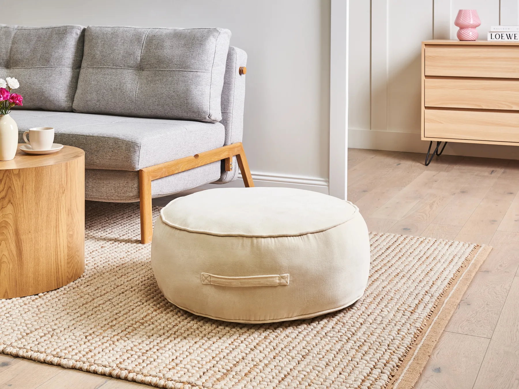 Sittpuff YULLE Sammet Ljusbeige_993500