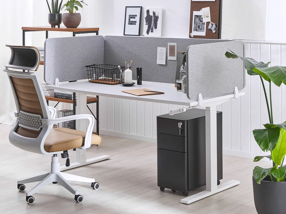 Desk Screen WALLY 120 x 40 cm Light Grey_1068065