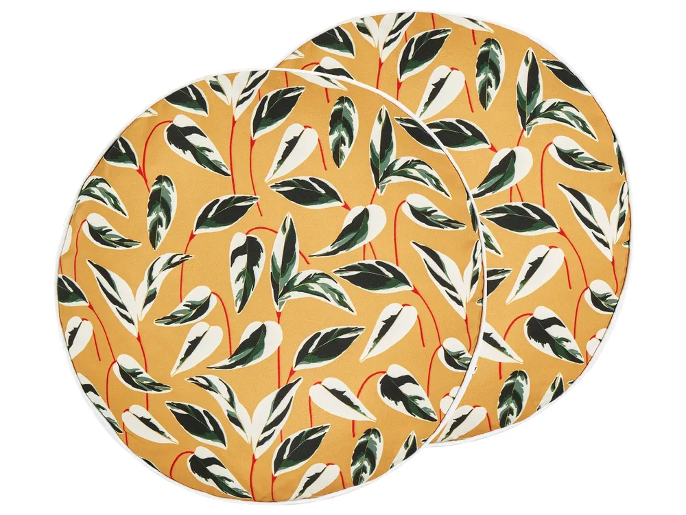 Set of 2 Outdoor Cushions TAGGIA Plant Pattern 40 x 40 cm Yellow