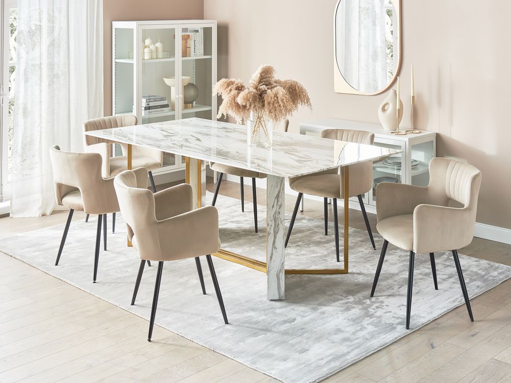 Matbord CALCIO Vit marmor 200 cm 100 cm