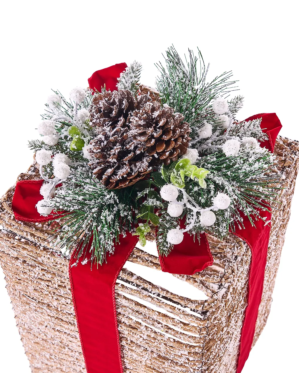 Set of 3 Christmas Decorations LED VAHTO 46/32/30 cm Christmas Gifts Brown_1179427