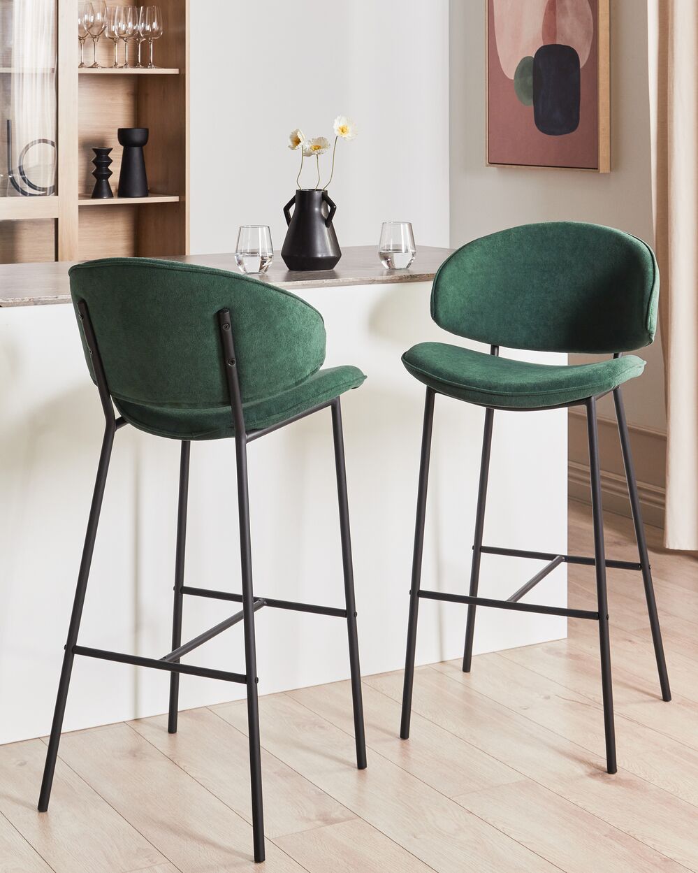 Set med 2 barstolar KIANA Mörkgrön