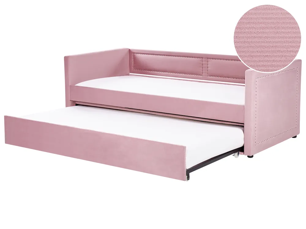 Trundle Bed Corduroy MIMIZAN 90 x 200 cm (EU Single) Pink