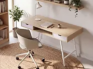 Skrivbord CLARITA 120 cm x 48 cm med lådor Ljusbrun_1176371