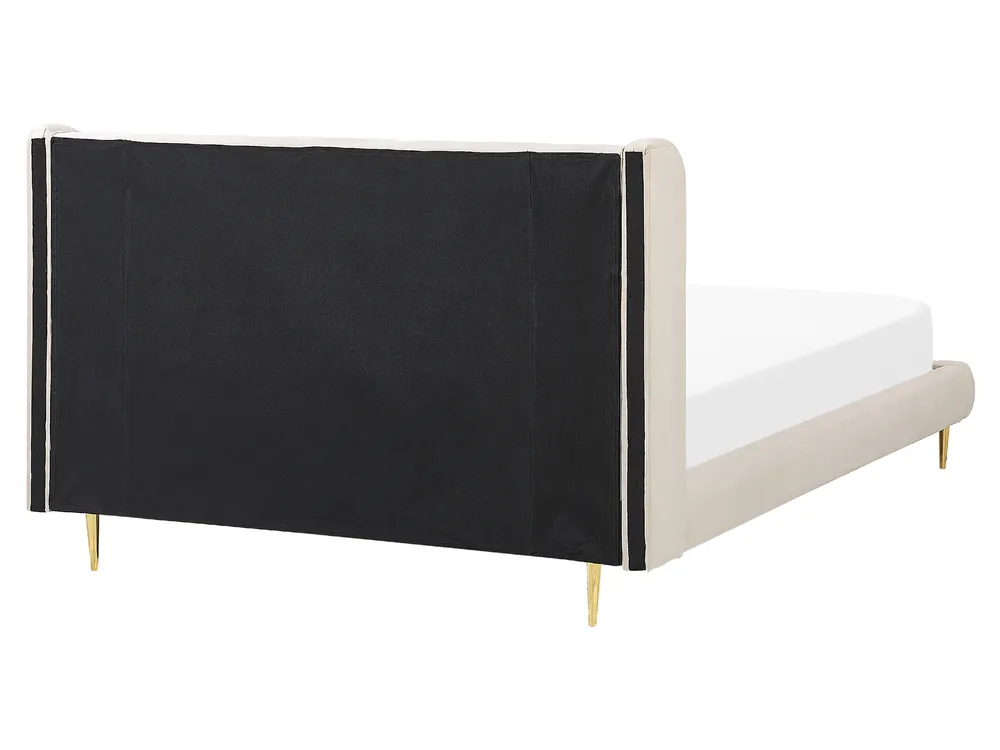 Bed Velvet FORBACH 160 x 200 cm (EU King Size) Beige_843879
