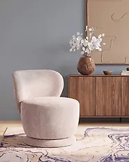 Nojatuoli pyörivä BLOMMA Chenille Beige_1163667