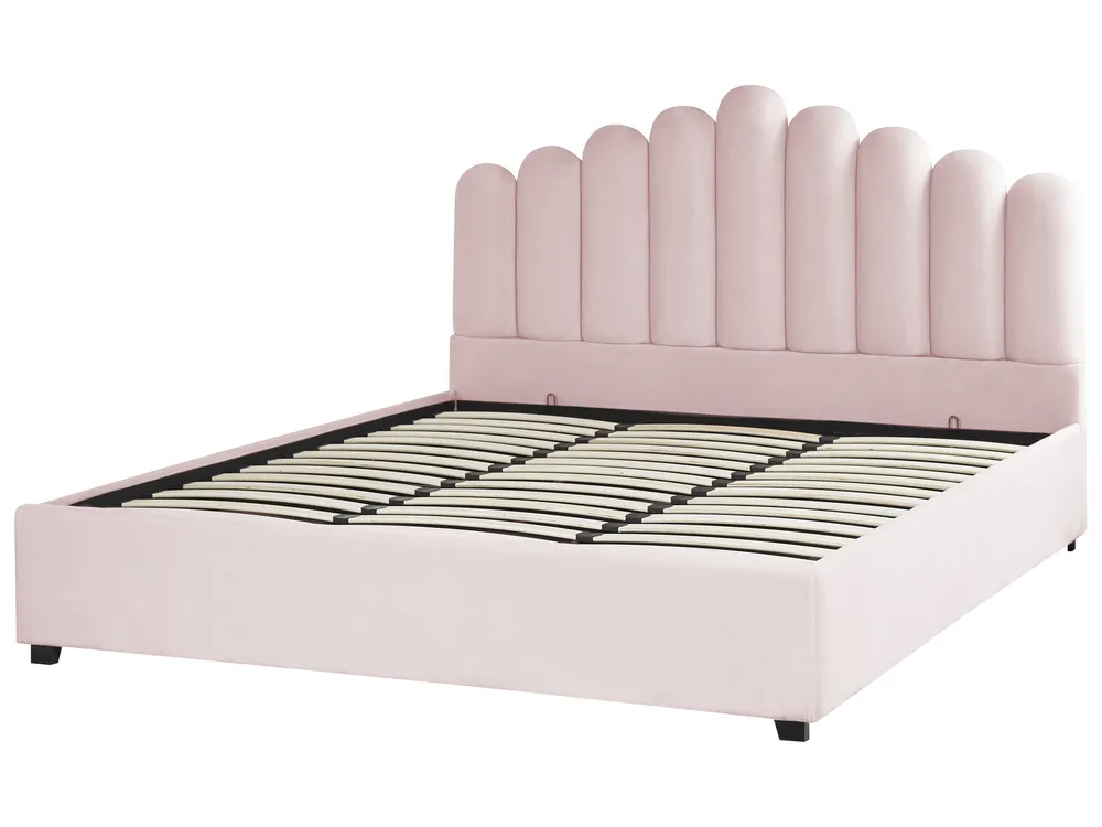 Ottoman Bed VINCENNES Velvet Pastel Pink 180 x 200 cm (EU Super King)_837349