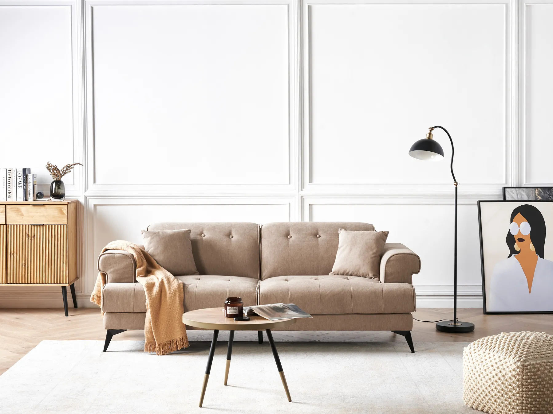 Soffa 3-sits SKIVE Ljusbrun_946765