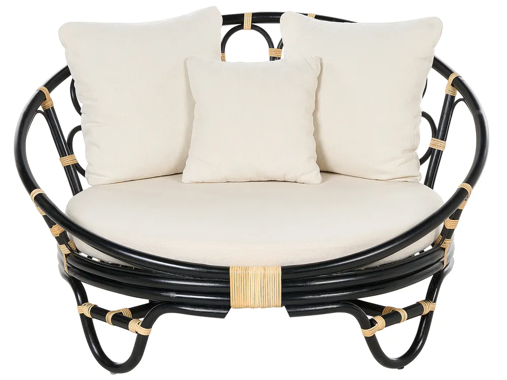 Set of 2 Garden Daybeds ROSSANO Rattan Black_873237