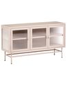 Glass Display Sideboard DEVON 115 cm Metal Beige