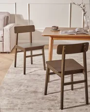 Set of 2 Dining Chairs GORRE Wood Dark Brown_1031557