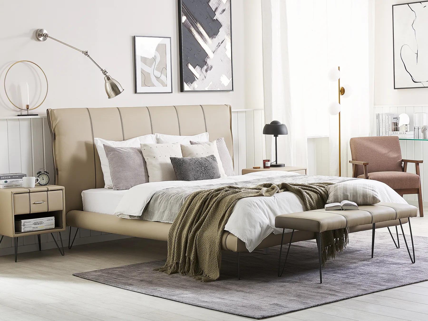 Bed Faux Leather BETIN 180 x 200 cm (EU Super King) Sand Beige_788899