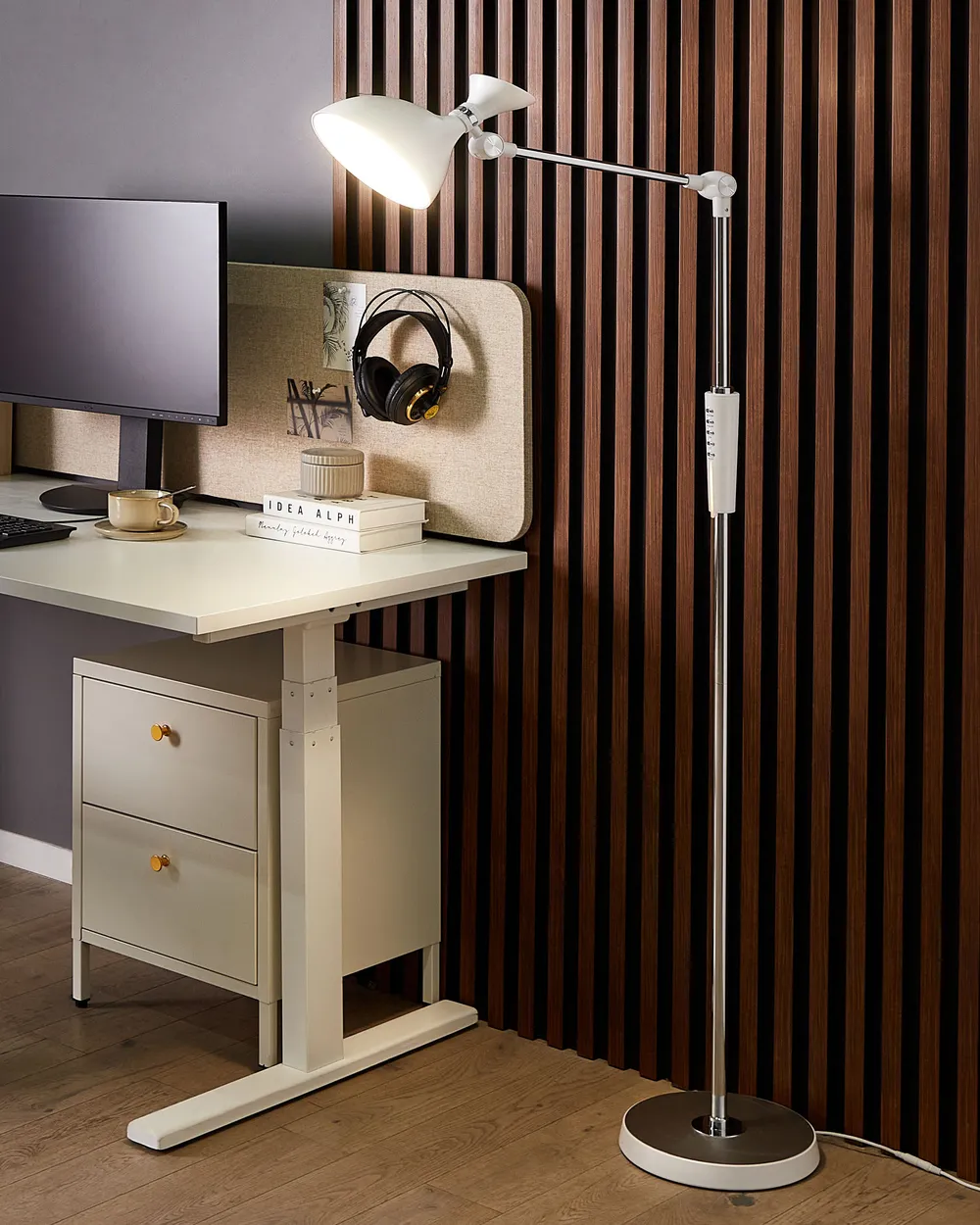 LED Floor Lamp ANDROMEDA with Dimmer Metal White