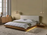 Sänky LED-valolla Buklee ZEN 160 x 200 cm LED-valo Luonnollinen saarniviilu_931173
