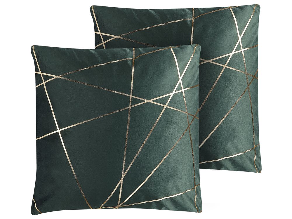 Koristetyynysetti 2 kpl PINUS 45 x 45 cm Sametti Tummanvihreä Geometrinen kuvio
