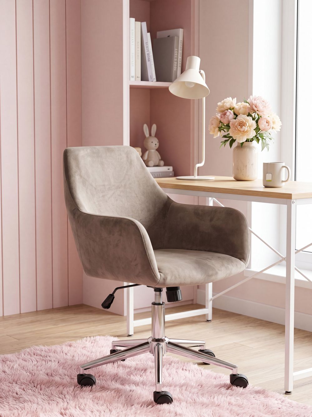 Office Chair WELLSTON Velvet Taupe