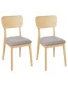 Set of 2 Dining Chairs MINIER Wood Light Brown/ Grey