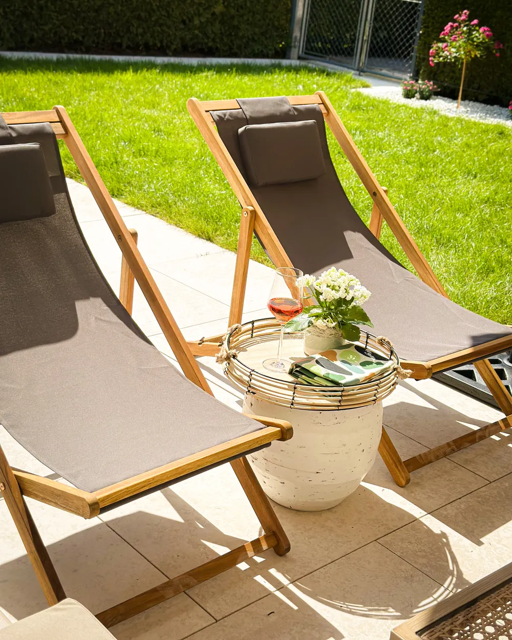 Folding Deck Chair AVELLINO Acacia Wood Grey_923584