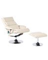 Massage Chair LEGEND with Footstool Faux Leather Light Beige