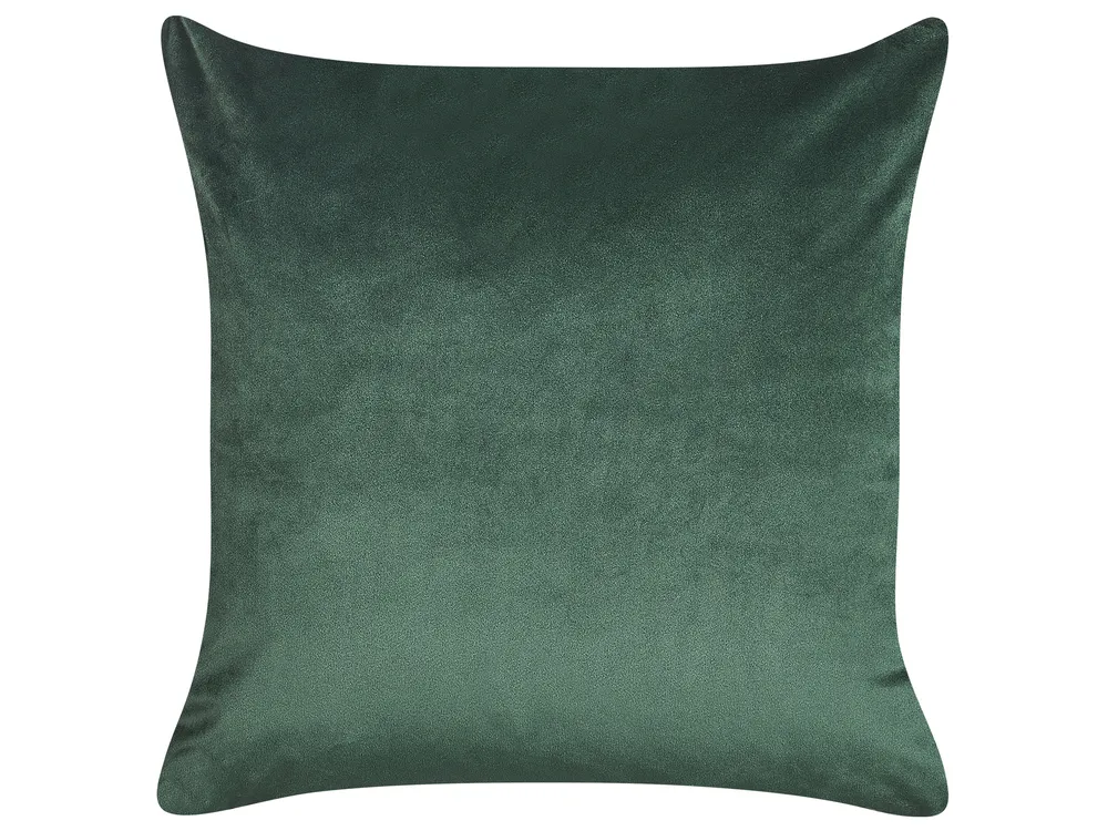 Set of 2 Decorative Cushions PHILODENDRON 45 x 45 cm Velvet Emerald Green Abstract Pattern_830039
