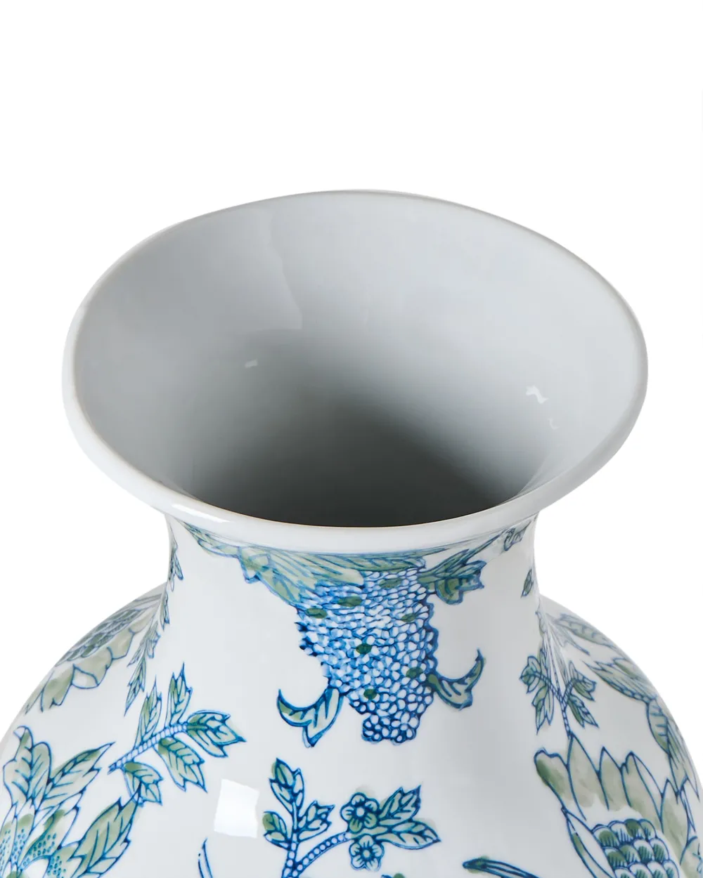 Flower Vase LLANES 36 cm Porcelain White/ Blue_1052744