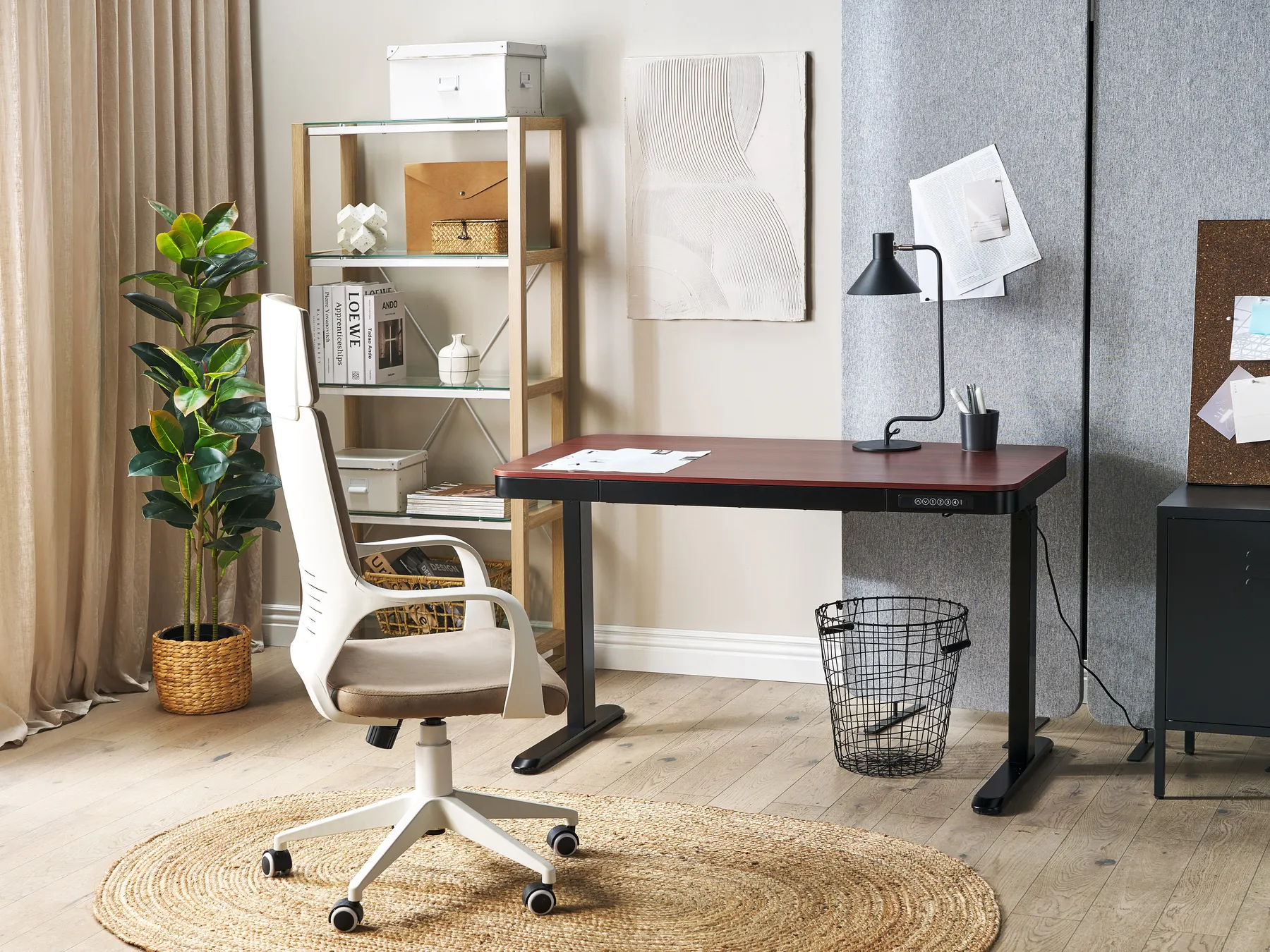 Electric Adjustable Standing Desk KENLY 120 cm 60 cm with USB Port Dark Brown_840239