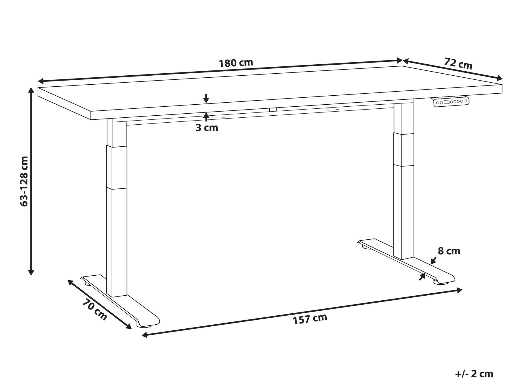 Työpöytä sähkösäädettävä DESTINES 180 cm 72 cm Musta/vaaleanruskea_1000382