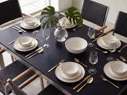Garden Dining Table GROSSETO 180 cm 90 cm Tempered Glass Black_1109485