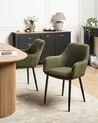 Set of 2 Dining Chairs ALDEN Boucle Dark Green