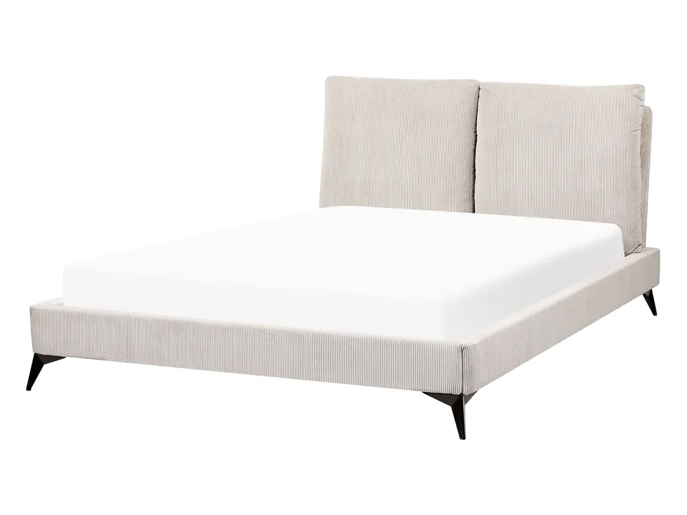 Bed Corduroy MELLE 140 x 200 cm (EU Double) Light Beige_882907